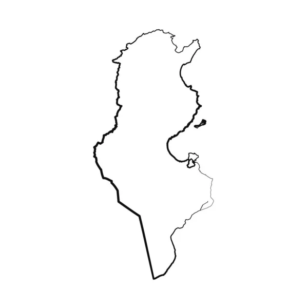 Ručně Kreslené Lemované Tunisko Jednoduchá Mapa Kresba — Stockový vektor