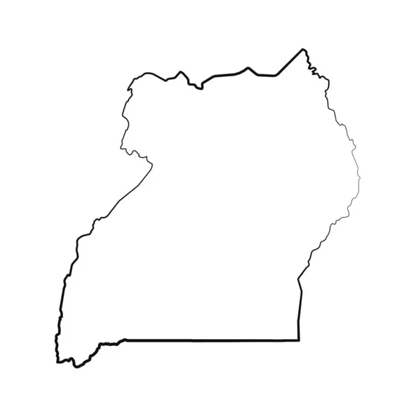 手绘Lined Uganda简单地图绘图 — 图库矢量图片