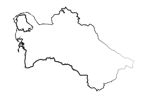 Dibujo Mapa Simple Turkmenistán Forrado Mano — Archivo Imágenes Vectoriales