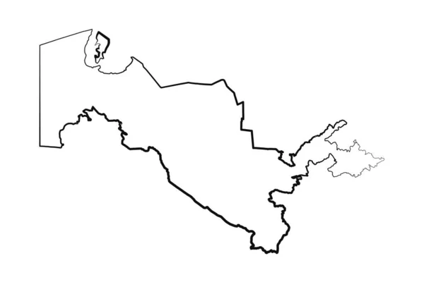 Ručně Kreslený Rýhovaný Uzbekistán Jednoduchá Kresba Mapy — Stockový vektor