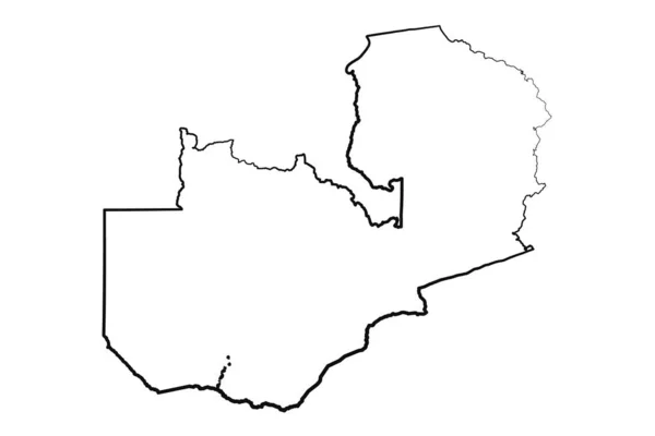 Kézzel Rajzolt Vezetékes Zambia Egyszerű Térkép Rajz — Stock Vector