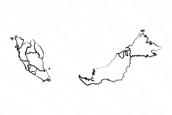 Kézzel Rajzolt Malajzia Térkép Illusztráció — Stock Vector