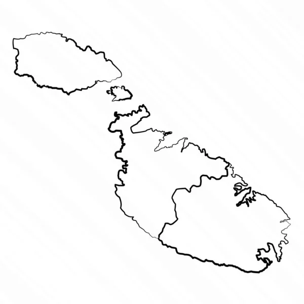 Dibujado Mano Malta Mapa Ilustración — Vector de stock