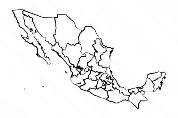 Ilustrasi Peta Meksiko Ditarik Tangan - Stok Vektor