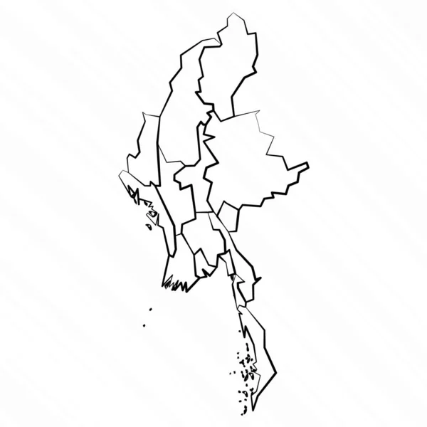 Handritad Myanmar Karta Illustration — Stock vektor