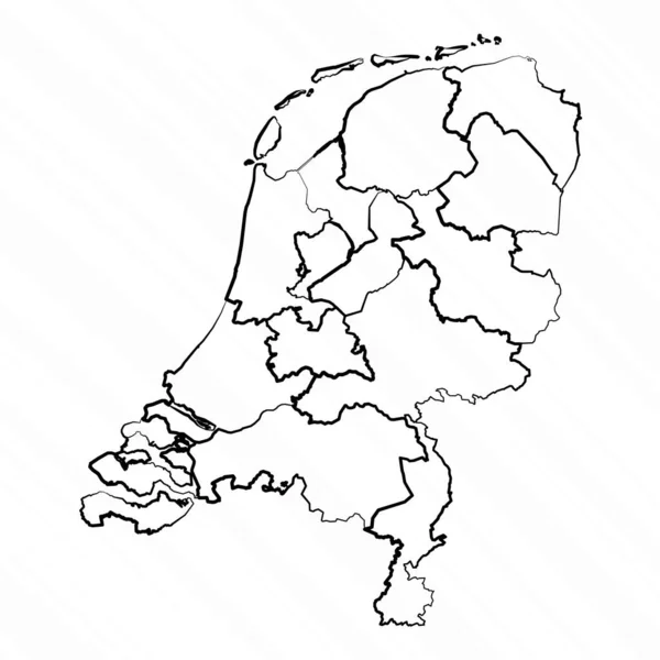 Handgezeichnete Niederlande Landkarte Illustration — Stockvektor
