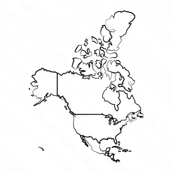 Dessiné Main Amérique Nord Sans Groenland — Image vectorielle