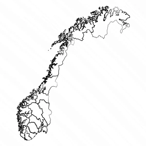 Handgezeichnete Norwegen Landkarte Illustration — Stockvektor