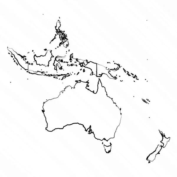 Handgetekend Oceanië Kaart Illustratie — Stockvector