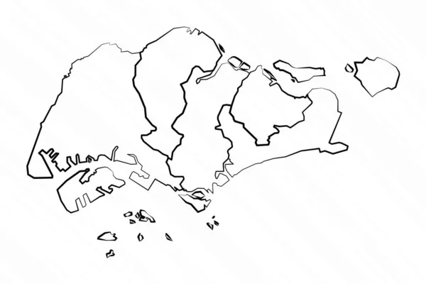 Χειροποίητη Απεικόνιση Χάρτη Της Σιγκαπούρης — Διανυσματικό Αρχείο