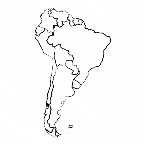 Dibujado Mano América Del Sur Mapa Ilustración — Vector de stock