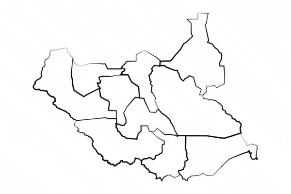 Illustration Carte Soudan Sud Dessinée Main — Image vectorielle