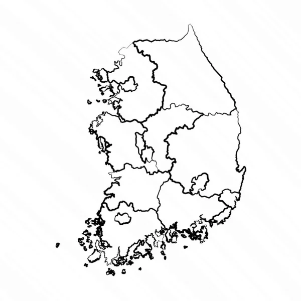 Kézzel Rajzolt Dél Korea Térkép Illusztráció — Stock Vector