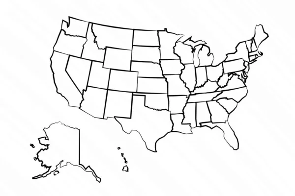 手绘美国地图图解 — 图库矢量图片