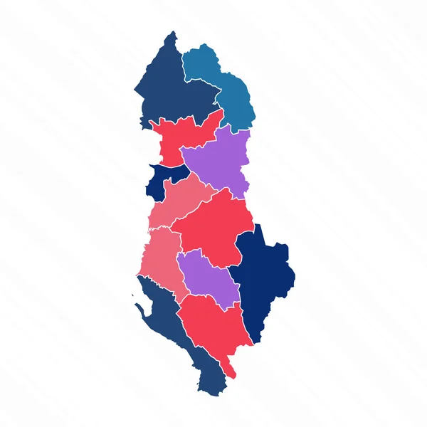 州とアルバニアの多色地図 — ストックベクタ