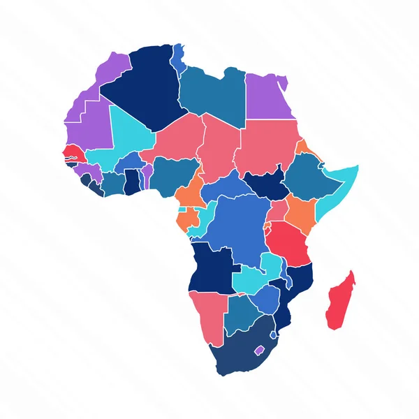 Vícebarevná Mapa Afriky Zeměmi — Stockový vektor