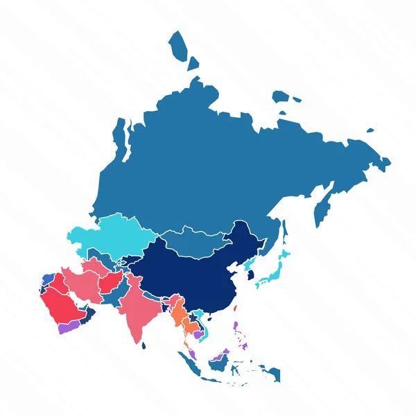 Bunte Karte Von Asien Mit Ländern — Stockvektor