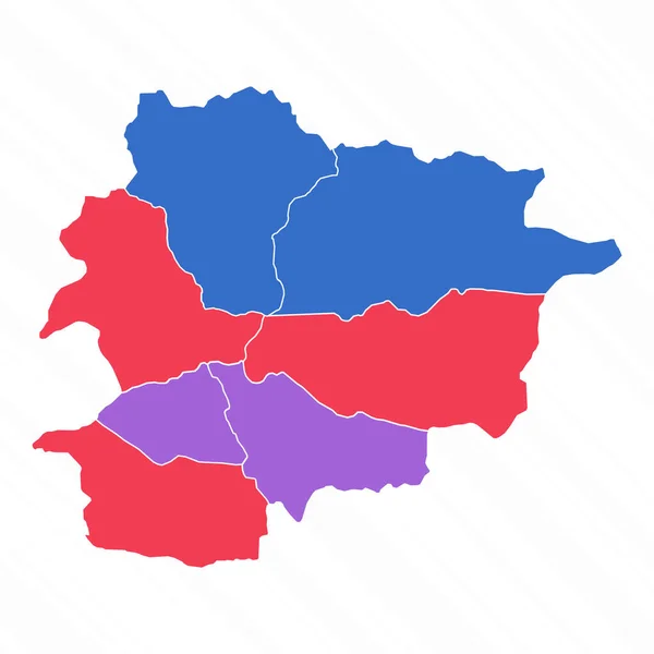 Andorra Nın Vilayetli Çoklu Renkli Haritası — Stok Vektör
