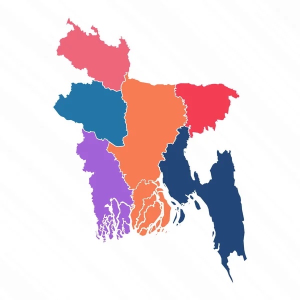 Bunte Karte Von Bangladesch Mit Provinzen — Stockvektor
