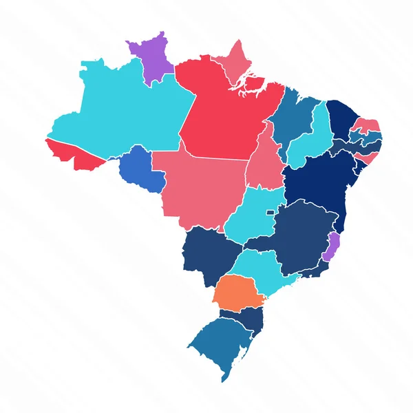 Mapa Multicolorido Brasil Com Províncias — Vetor de Stock