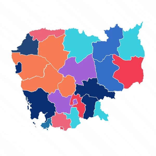 Multicolor Map Cambodia Provinces — Stock Vector