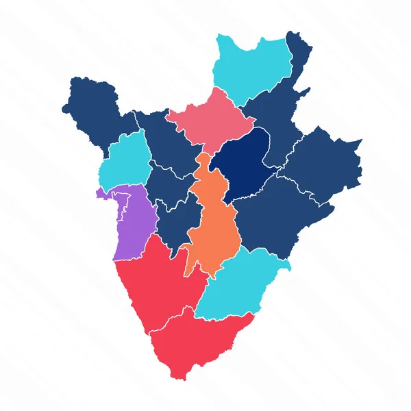 Mapa Multicolorido Burundi Com Províncias — Vetor de Stock