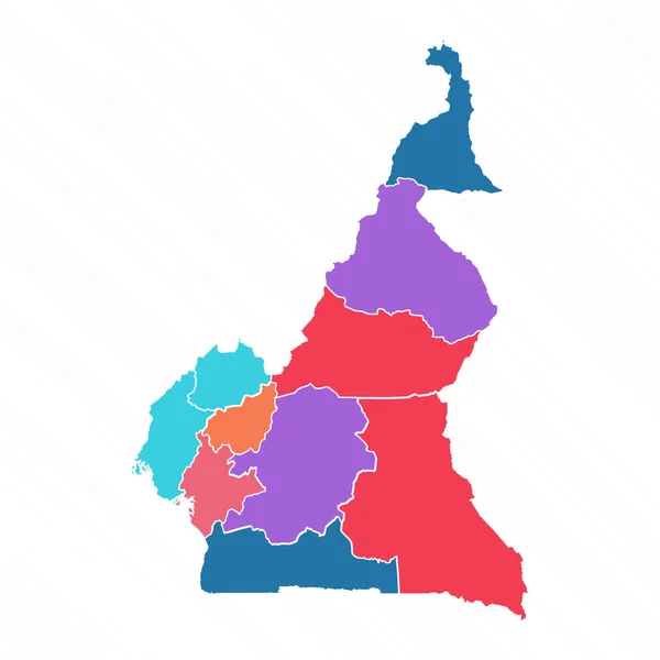 Mapa Multicolor Camerún Con Provincias — Archivo Imágenes Vectoriales