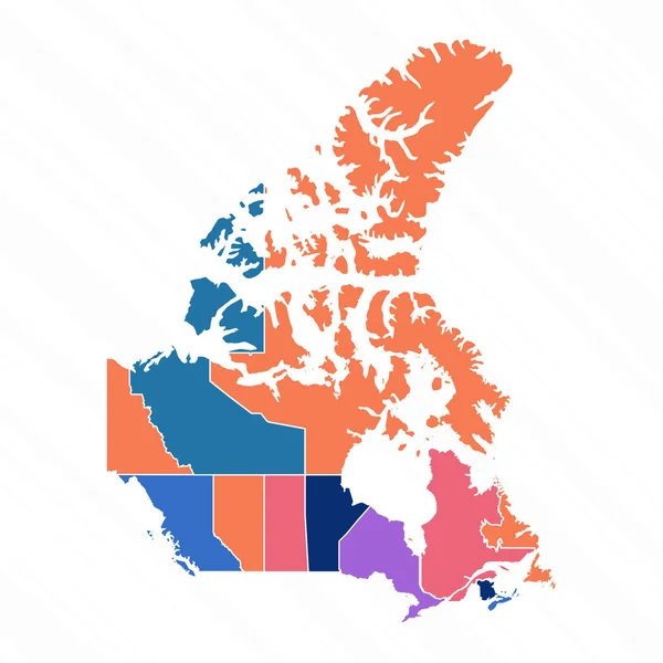 Mapa Multicolorido Canadá Com Províncias — Vetor de Stock