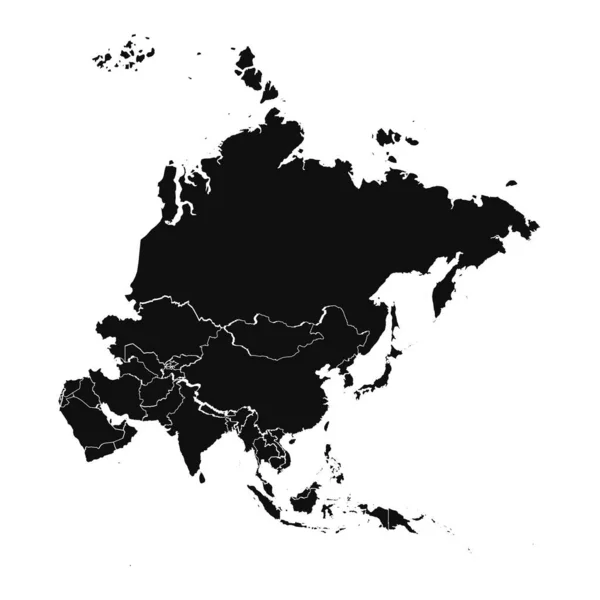 Absztrakt Ázsia Silhouette Részletes Térkép — Stock Vector