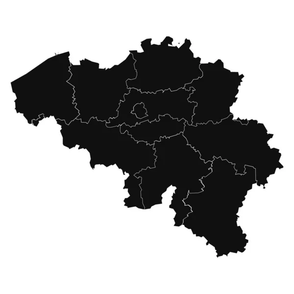 Περίληψη Βέλγιο Silhouette Λεπτομερής Χάρτης — Διανυσματικό Αρχείο