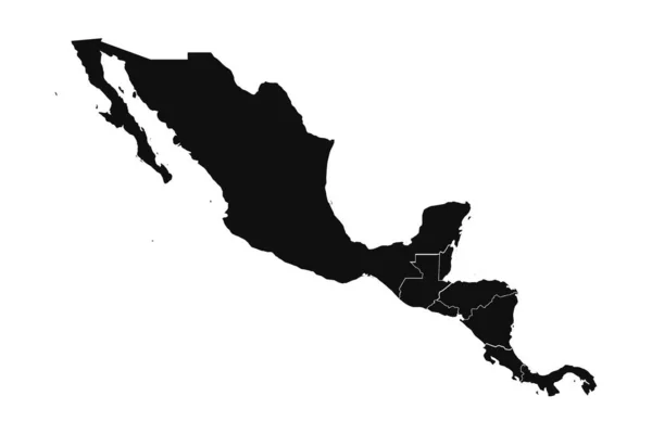Abstrakte Mittelamerika Silhouette Detaillierte Karte — Stockvektor