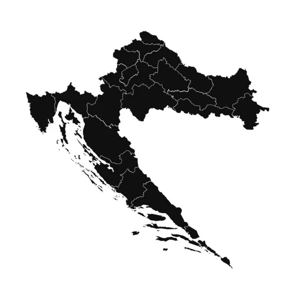 Mapa Detalhado Croácia Silhouette — Vetor de Stock