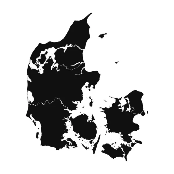 Περίληψη Denmark Silhouette Λεπτομερής Χάρτης — Διανυσματικό Αρχείο