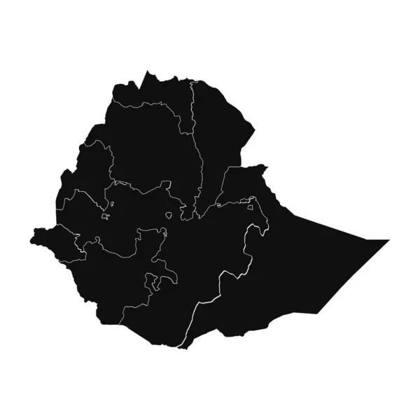 Absztrakt Etiópia Silhouette Részletes Térkép — Stock Vector