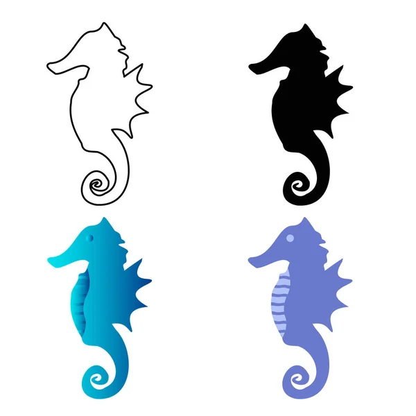 Abstract Flat Sea Horse Silhouette Illustration — Stock Vector