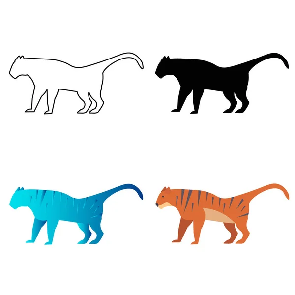 Astratto Piatto Tigre Animale Silhouette Illustrazione — Vettoriale Stock