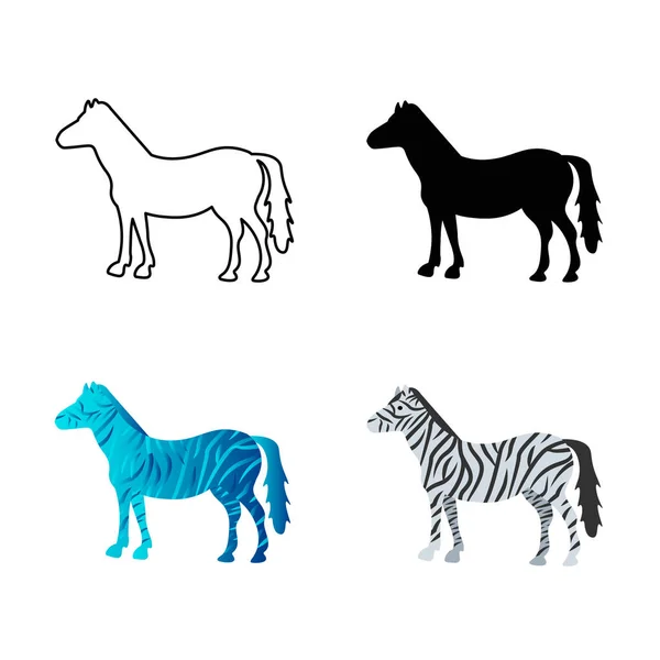 Abstraktní Ploché Zebry Zvířecí Silueta Ilustrace — Stockový vektor