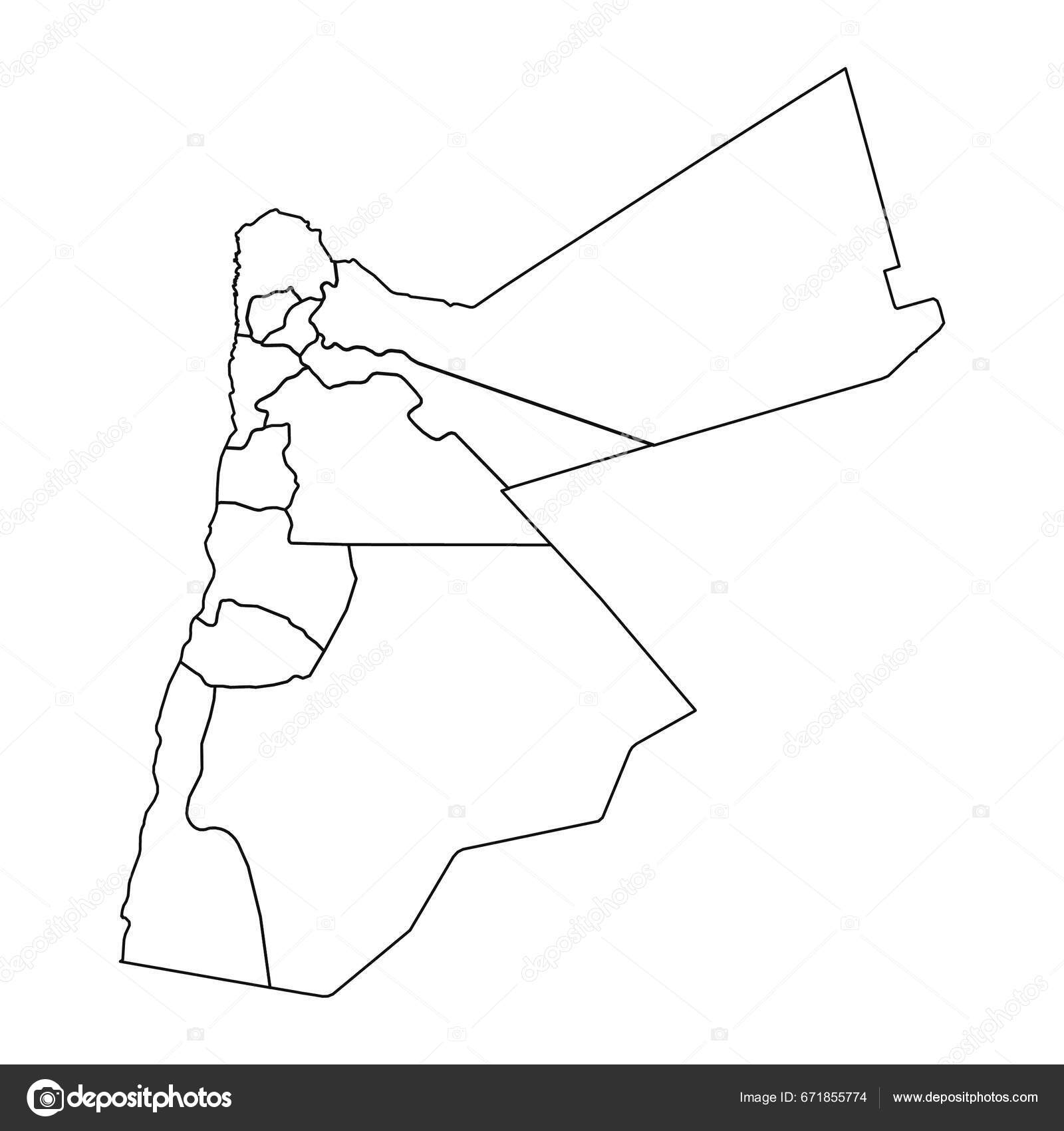 Skiss Karta Över Jordanien Med Stater Och Städer vektor av  ©businessofbasti@gmail.com 671855774