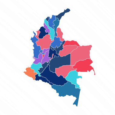 Eyaletlerle Kolombiya 'nın Çok Renkli Haritası