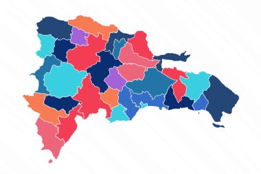 Dominik Cumhuriyeti 'nin Vilayetli Çoklu Renkli Haritası