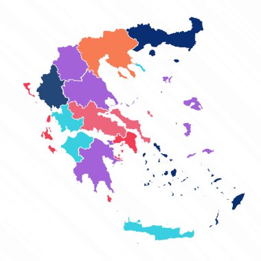 Yunanistan 'ın İli Çok Renkli Haritası