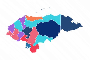 İl ile Honduras 'ın Çoklu Renkli Haritası