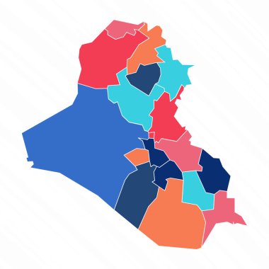 Irak 'ın Eyaletli Çok Renkli Haritası