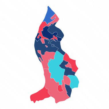 İl Lihtenştayn 'ın Çoklu Renkli Haritası