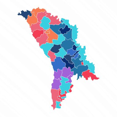 Moldova 'nın Eyaletli Çoklu Renkli Haritası