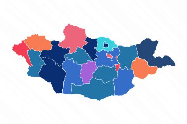 Eyaletlerle Moğolistan 'ın Çok Renkli Haritası