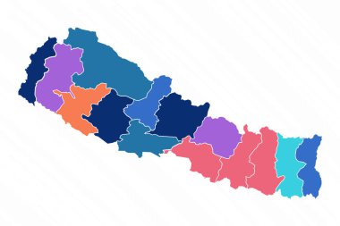 Taşralı Nepal 'in Çoklu Renkli Haritası