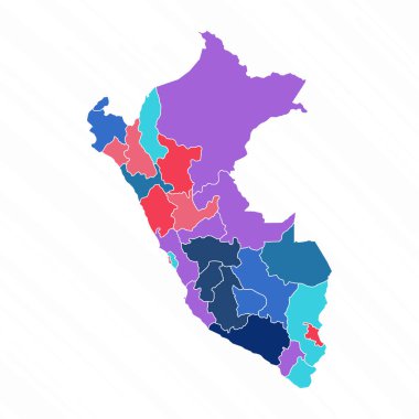 Peru 'nun Vilayetli Çoklu Renkli Haritası