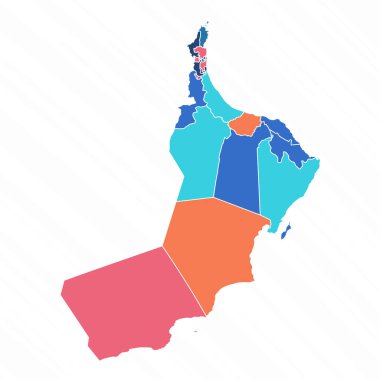 Umman 'ın Vilayetli Çoklu Renkli Haritası