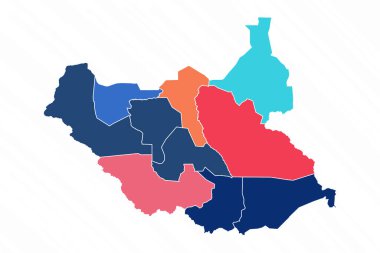 Eyaletli Güney Sudan 'ın Çoklu Renkli Haritası